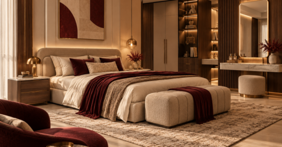 Luxurious Burgundy Modern Bedroom